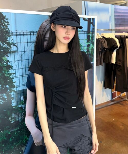 Miseki SEOUL(ミセキソウル)の「ストリングシャーリング半袖シャツ ブラック(Tシャツ/カットソー・レディース・その他・2/1)」の4枚目の写真