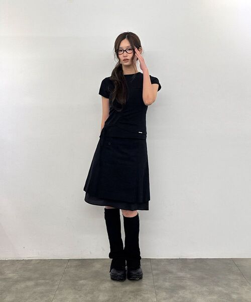 Miseki SEOUL(ミセキソウル)の「ストリングシャーリング半袖シャツ ブラック(Tシャツ/カットソー・レディース・その他・2/1)」の2枚目の写真