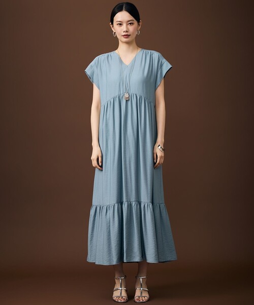 自由区(ジユウク)の「エアリーツイル ワンピース(ドレス・レディース・ネイビー系/ベージュ系9/スカイブルー系・38/36/40)」の5枚目の写真
