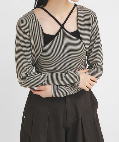 KBF（ケイビーエフ）の「ボレロSETデザイントップス（キャミソール・レディース・ベージュ系その他/グレー系その他・ONE）」の4枚目の写真