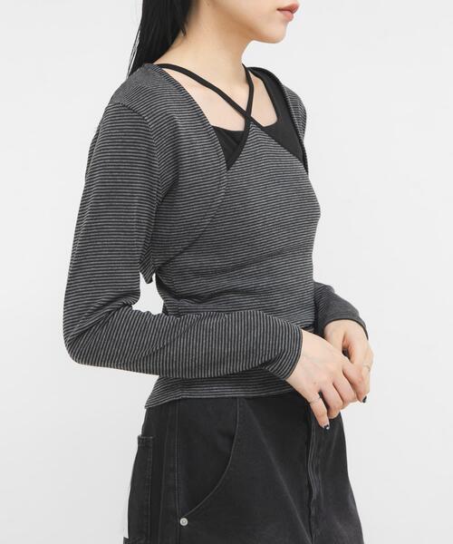 KBF（ケイビーエフ）の「ボレロSETデザイントップス（キャミソール・レディース・ベージュ系その他/グレー系その他・ONE）」の11枚目の写真