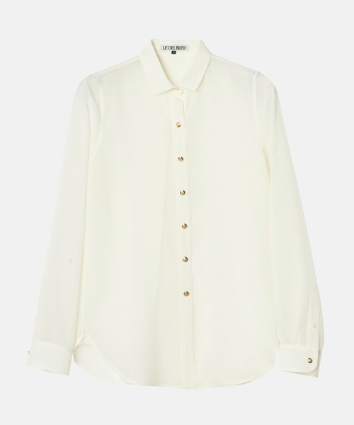 LE CIEL BLEU（ルシェルブルー）の「オーガンザシャツ / Organza Shirt（シャツ/ブラウス・レディース・ホワイト/ブラック・38/36）」の2枚目の写真