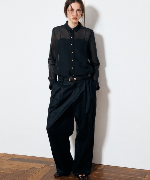 LE CIEL BLEU（ルシェルブルー）の「オーガンザシャツ / Organza Shirt（シャツ/ブラウス・レディース・ホワイト/ブラック・38/36）」の5枚目の写真