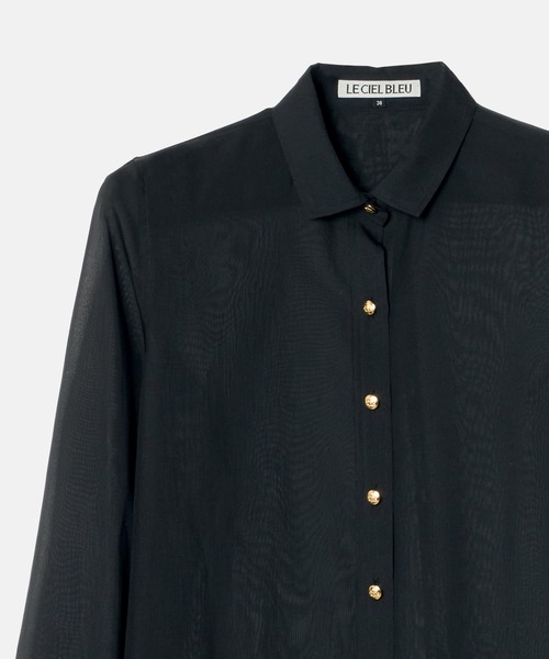 LE CIEL BLEU（ルシェルブルー）の「オーガンザシャツ / Organza Shirt（シャツ/ブラウス・レディース・ホワイト/ブラック・38/36）」の13枚目の写真
