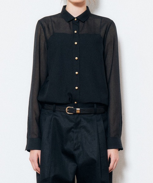 LE CIEL BLEU（ルシェルブルー）の「オーガンザシャツ / Organza Shirt（シャツ/ブラウス・レディース・ホワイト/ブラック・38/36）」の10枚目の写真