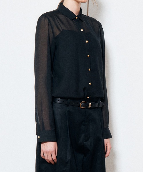 LE CIEL BLEU（ルシェルブルー）の「オーガンザシャツ / Organza Shirt（シャツ/ブラウス・レディース・ホワイト/ブラック・38/36）」の9枚目の写真