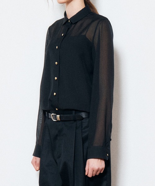LE CIEL BLEU（ルシェルブルー）の「オーガンザシャツ / Organza Shirt（シャツ/ブラウス・レディース・ホワイト/ブラック・38/36）」の8枚目の写真