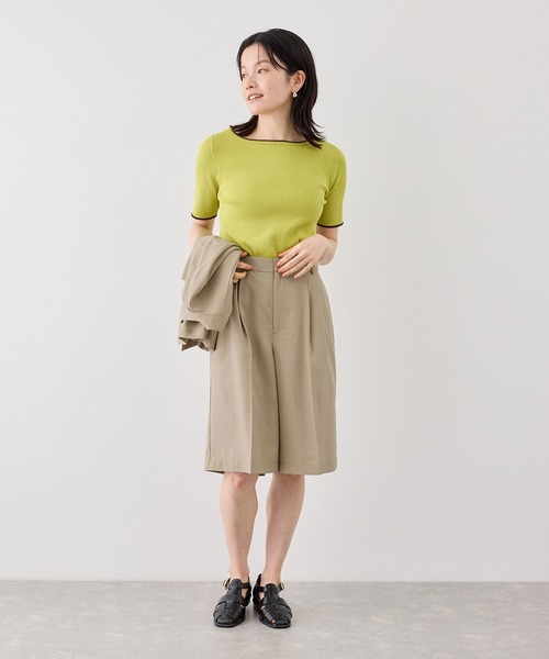 ROPE' PICNIC(ロペピクニック)の「【ちゃんと+かわいい保証】エアリーリネンライク タックハーフパンツ/UVカット・速乾(その他パンツ・レディース・ブラック/ベージュ/ダークブラウン/キャメル・FREE)」の14枚目の写真