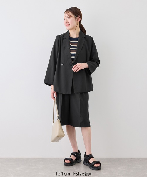 ROPE' PICNIC(ロペピクニック)の「【ちゃんと+かわいい保証】エアリーリネンライク タックハーフパンツ/UVカット・速乾(その他パンツ・レディース・ブラック/ベージュ/ダークブラウン/キャメル・FREE)」の18枚目の写真