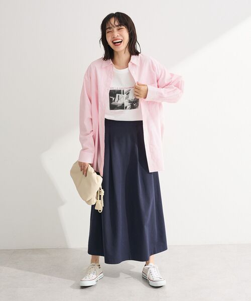 Green　Parks（グリーンパークス）の「綿混やわらかタッチタックスカート（スカート・レディース・ベージュ/ネイビー/グリーン・FREE）」の14枚目の写真