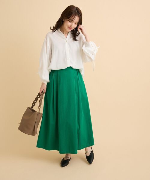 Green　Parks（グリーンパークス）の「綿混やわらかタッチタックスカート（スカート・レディース・ベージュ/ネイビー/グリーン・FREE）」の16枚目の写真