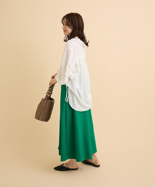 Green　Parks（グリーンパークス）の「綿混やわらかタッチタックスカート（スカート・レディース・ベージュ/ネイビー/グリーン・FREE）」の17枚目の写真