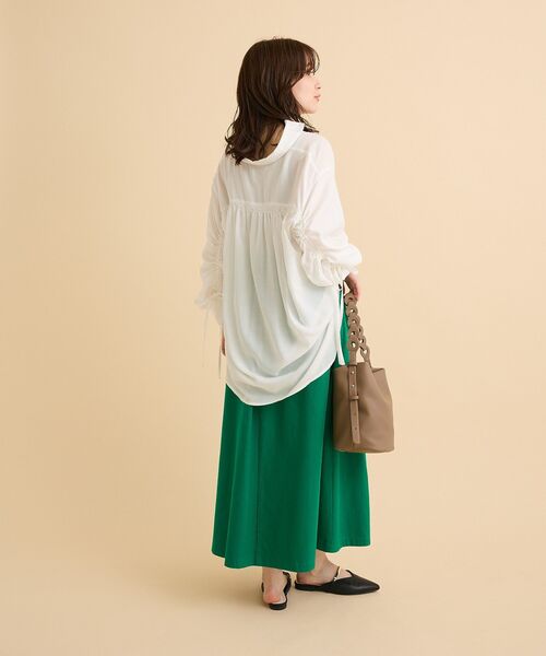 Green　Parks（グリーンパークス）の「綿混やわらかタッチタックスカート（スカート・レディース・ベージュ/ネイビー/グリーン・FREE）」の18枚目の写真