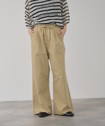 【NAVY / ネイビー】 シャンブレー ダブルタック ワイドパンツ