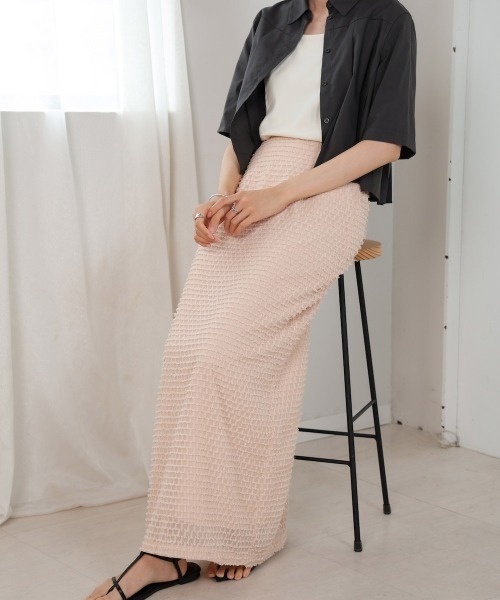 Bab(バブ)の「【S・Mサイズ展開】ミニフリンジIラインスカート(スカート・レディース・ベージュ/アイボリー/オレンジ系その他・SMALL/MEDIUM)」の4枚目の写真