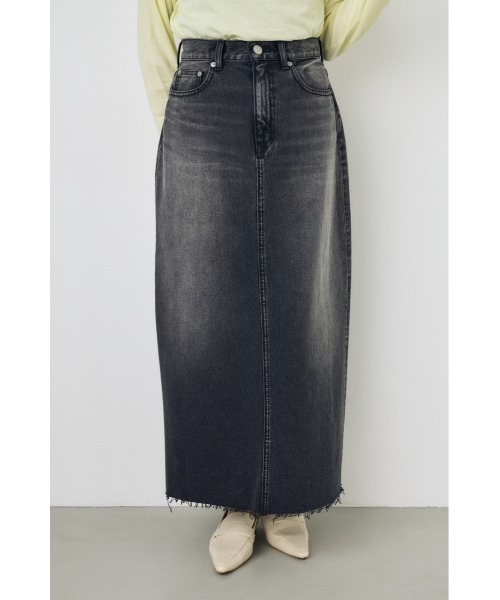 AZUL by moussy（アズールバイマウジー）の「【サイズ,身長別画像あり】デニムロングスカート（デニムスカート・レディース・ライトブラック/ライトブルー・LARGE/MEDIUM/SMALL）」の3枚目の写真