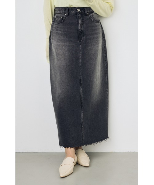 AZUL by moussy（アズールバイマウジー）の「【サイズ,身長別画像あり】デニムロングスカート（デニムスカート・レディース・ライトブラック/ライトブルー・LARGE/MEDIUM/SMALL）」の4枚目の写真