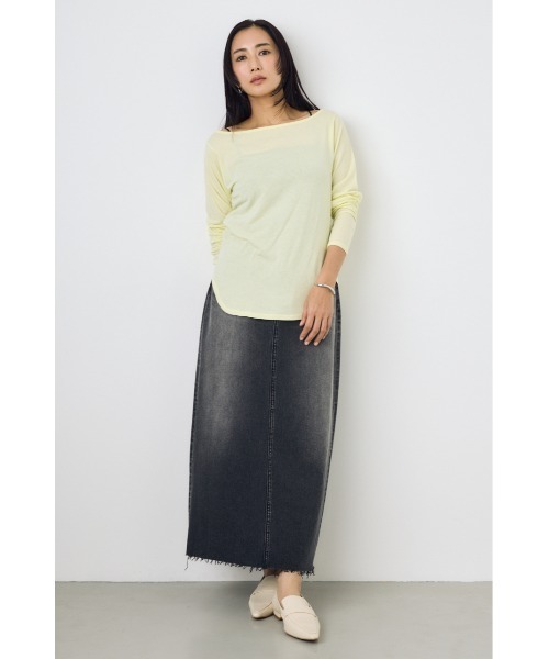 AZUL by moussy（アズールバイマウジー）の「【サイズ,身長別画像あり】デニムロングスカート（デニムスカート・レディース・ライトブラック/ライトブルー・LARGE/MEDIUM/SMALL）」の7枚目の写真