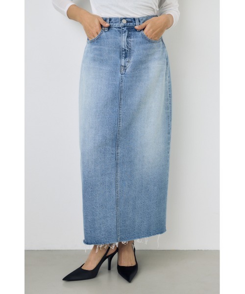 AZUL by moussy（アズールバイマウジー）の「【サイズ,身長別画像あり】デニムロングスカート（デニムスカート・レディース・ライトブラック/ライトブルー・LARGE/MEDIUM/SMALL）」の14枚目の写真