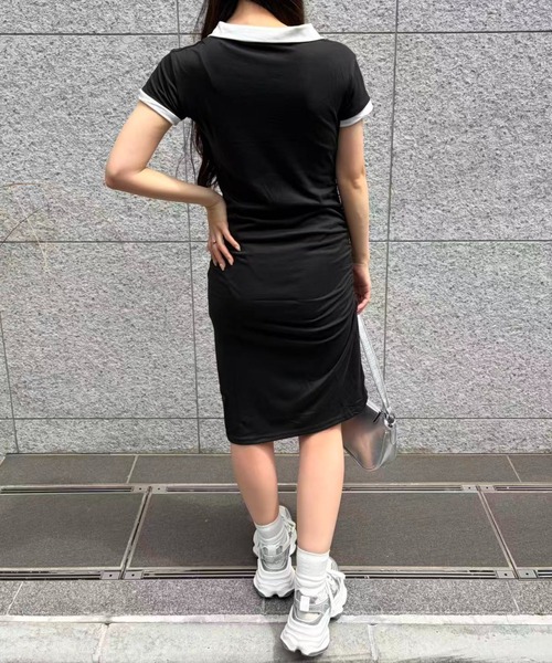 mebole(メボレ)の「ギャザースリットワンピース(ワンピース・レディース・ブラック/グレー・FREE)」の21枚目の写真