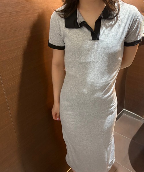 mebole(メボレ)の「ギャザースリットワンピース(ワンピース・レディース・ブラック/グレー・FREE)」の18枚目の写真