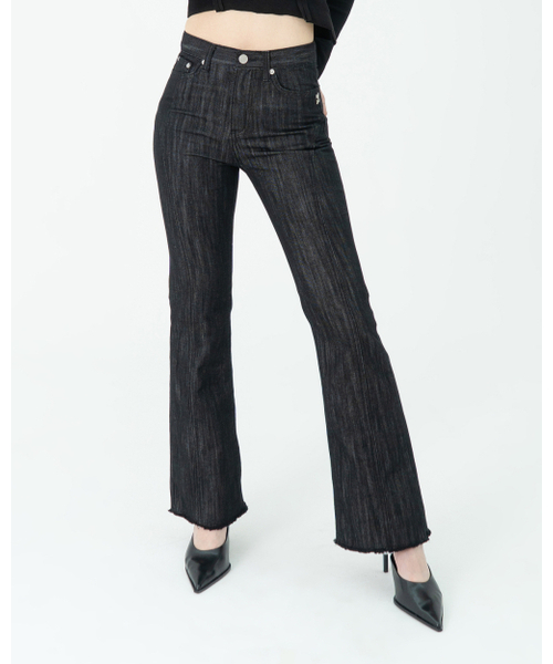 PHOS333(フォースサンサンサン)の「W Flare Fit Denim Pants/Black(デニムパンツ・レディース・その他・SMALL/MEDIUM)」の1枚目の写真