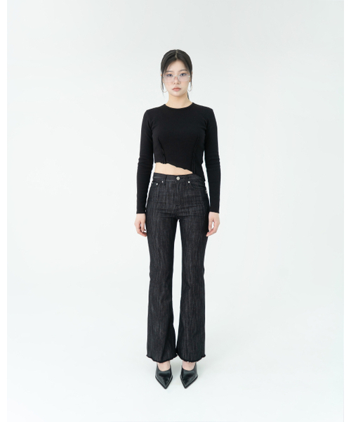 PHOS333(フォースサンサンサン)の「W Flare Fit Denim Pants/Black(デニムパンツ・レディース・その他・SMALL/MEDIUM)」の2枚目の写真