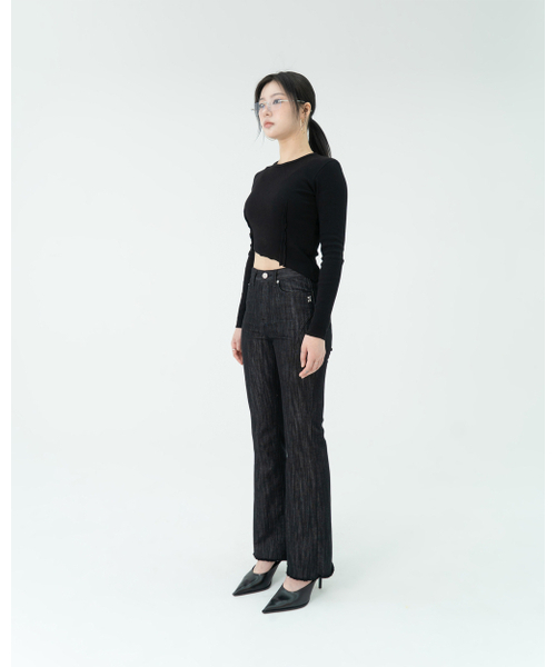 PHOS333(フォースサンサンサン)の「W Flare Fit Denim Pants/Black(デニムパンツ・レディース・その他・SMALL/MEDIUM)」の3枚目の写真
