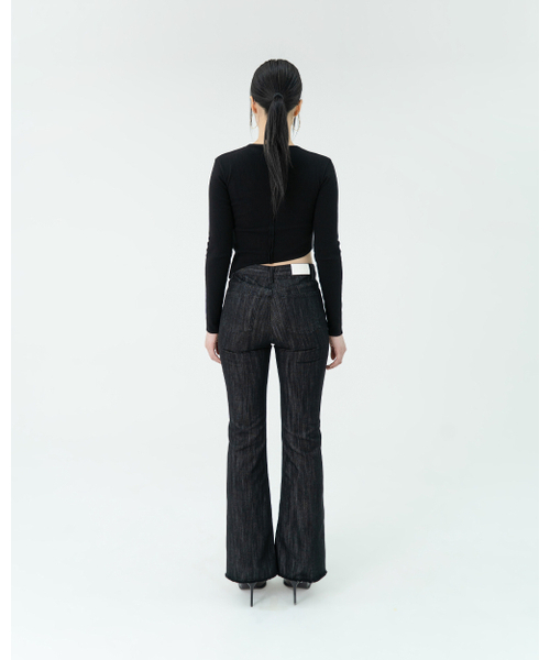 PHOS333(フォースサンサンサン)の「W Flare Fit Denim Pants/Black(デニムパンツ・レディース・その他・SMALL/MEDIUM)」の4枚目の写真
