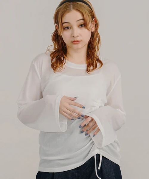 merrylatte（メリーラテ）の「サイドドロストトップス【IROHANI】（Tシャツ/カットソー・レディース・ブラック/ホワイト・FREE）」の3枚目の写真
