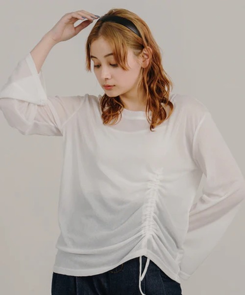 merrylatte（メリーラテ）の「サイドドロストトップス【IROHANI】（Tシャツ/カットソー・レディース・ブラック/ホワイト・FREE）」の4枚目の写真
