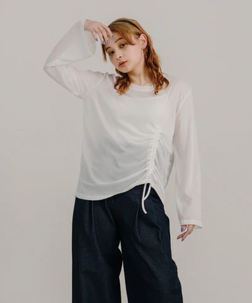 merrylatte（メリーラテ）の「サイドドロストトップス【IROHANI】（Tシャツ/カットソー・レディース・ブラック/ホワイト・FREE）」の6枚目の写真