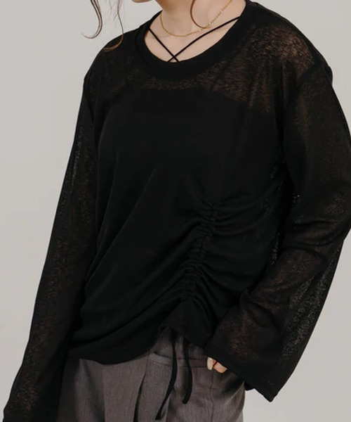merrylatte（メリーラテ）の「サイドドロストトップス【IROHANI】（Tシャツ/カットソー・レディース・ブラック/ホワイト・FREE）」の7枚目の写真