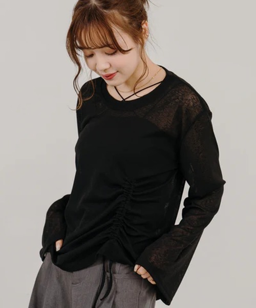 merrylatte（メリーラテ）の「サイドドロストトップス【IROHANI】（Tシャツ/カットソー・レディース・ブラック/ホワイト・FREE）」の9枚目の写真