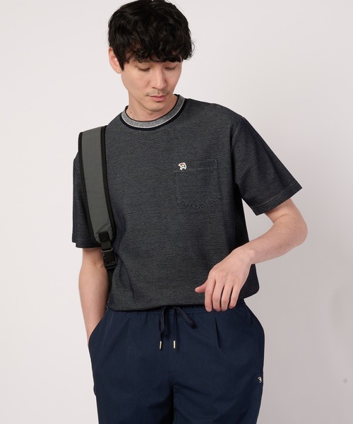 Arnold Palmer(アーノルドパーマー)の「ハニカムボーダー ジャガードリブ Tシャツ(Tシャツ/カットソー・メンズ・ライトグレー/スモークピンク/グレイッシュブルー・LL/L/M)」の2枚目の写真