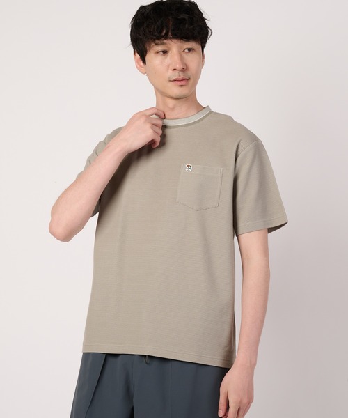 Arnold Palmer(アーノルドパーマー)の「ハニカムボーダー ジャガードリブ Tシャツ(Tシャツ/カットソー・メンズ・ライトグレー/スモークピンク/グレイッシュブルー・LL/L/M)」の1枚目の写真