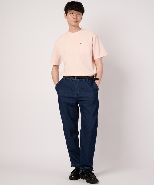 Arnold Palmer(アーノルドパーマー)の「ハニカムボーダー ジャガードリブ Tシャツ(Tシャツ/カットソー・メンズ・ライトグレー/スモークピンク/グレイッシュブルー・LL/L/M)」の6枚目の写真