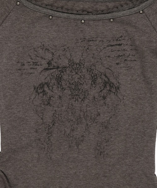 SPINNS(スピンズ)の「レイヤード風半袖カットソー/レース(Tシャツ/カットソー・レディース・ブラック/チャコール/オフホワイト・ONESIZE)」の18枚目の写真