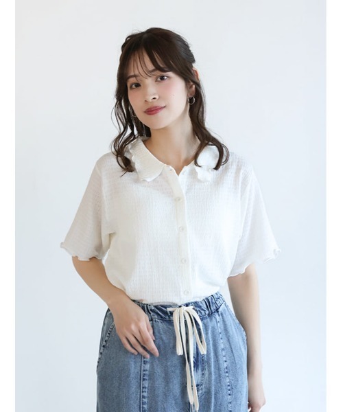 fifth(フィフス)の「カットシャーリングカーディガン(カーディガン/ボレロ・レディース・アイボリー/ブラック/ブルー・M)」の1枚目の写真