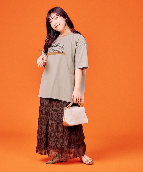GLOBAL WORK(グローバルワーク)の「しゅりプロデュース/ロゴT&チュールスカートセット/498317(スカート・レディース・ブラウン・FREE)」の3枚目の写真