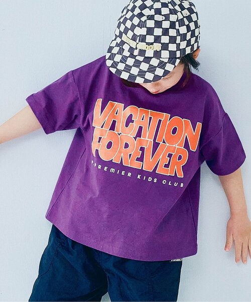 p.premier(ピードットプルミエ)の「イロチ買いしたいノーバケーションノーサマーロゴ半袖Tシャツ 全12色 リンク(Tシャツ/カットソー・キッズ・ブルー/クリーム/ライトイエロー/アイボリー/ブラウン/グリーン/ピンク/レンガ/レッド/ミント/オレンジ/パープル・80/90/100/110/120/130/140)」の8枚目の写真