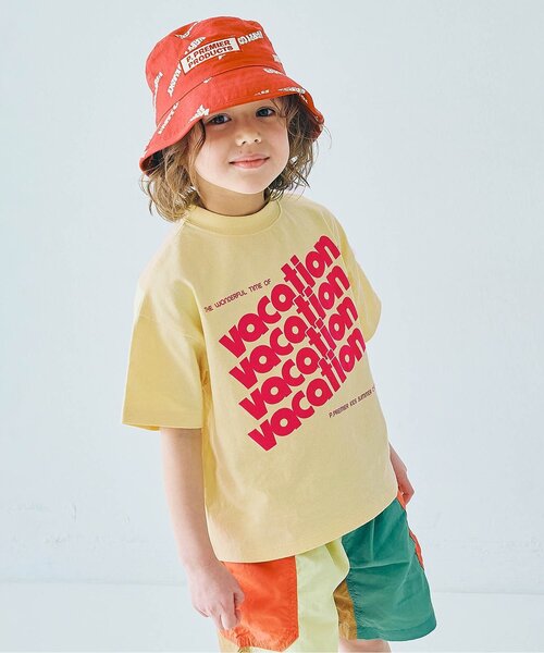 p.premier(ピードットプルミエ)の「イロチ買いしたいノーバケーションノーサマーロゴ半袖Tシャツ 全12色 リンク(Tシャツ/カットソー・キッズ・ブルー/クリーム/ライトイエロー/アイボリー/ブラウン/グリーン/ピンク/レンガ/レッド/ミント/オレンジ/パープル・80/90/100/110/120/130/140)」の1枚目の写真