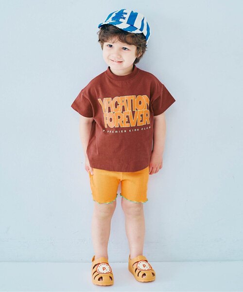 p.premier(ピードットプルミエ)の「イロチ買いしたいノーバケーションノーサマーロゴ半袖Tシャツ 全12色 リンク(Tシャツ/カットソー・キッズ・ブルー/クリーム/ライトイエロー/アイボリー/ブラウン/グリーン/ピンク/レンガ/レッド/ミント/オレンジ/パープル・80/90/100/110/120/130/140)」の15枚目の写真