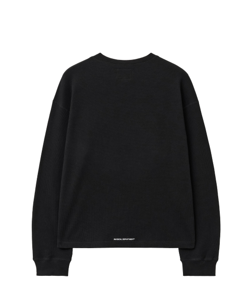 Waffle Henry Neck Long Sleeve Black【公式通販】