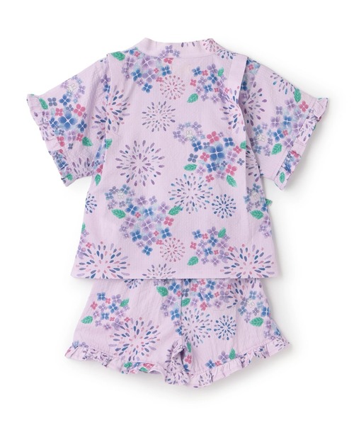 KP DECO（ケーピーデコ）の「花火あじさい柄 甚平（浴衣・キッズ・ピンク/ラベンダー・80ｃｍ/90cm/100cm/110cm）」の3枚目の写真
