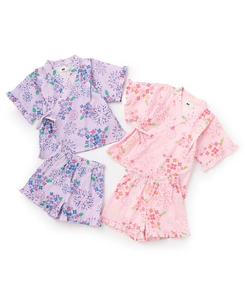 KP DECO（ケーピーデコ）の「花火あじさい柄 甚平（浴衣・キッズ・ピンク/ラベンダー・80ｃｍ/90cm/100cm/110cm）」の15枚目の写真