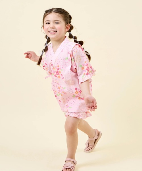 KP DECO（ケーピーデコ）の「花火あじさい柄 甚平（浴衣・キッズ・ピンク/ラベンダー・80ｃｍ/90cm/100cm/110cm）」の16枚目の写真