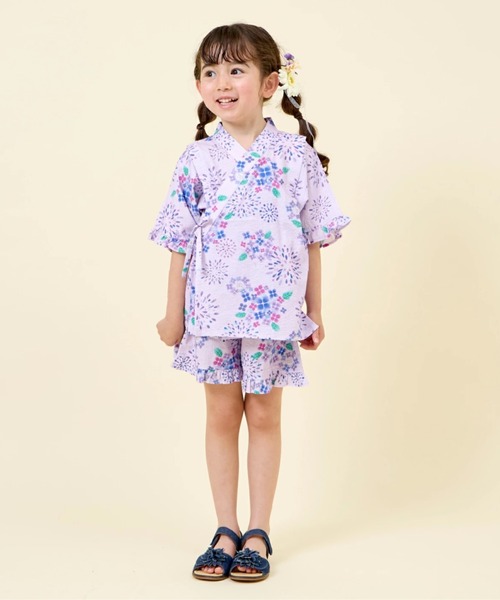 KP DECO（ケーピーデコ）の「花火あじさい柄 甚平（浴衣・キッズ・ピンク/ラベンダー・80ｃｍ/90cm/100cm/110cm）」の19枚目の写真