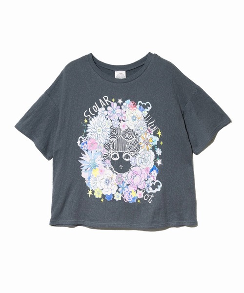 ScoLar(スカラー)の「ScoLar スカラーちゃん ローズJQ TEE(Tシャツ/カットソー・レディース・ホワイト/チャコールグレー・FREE)」の2枚目の写真