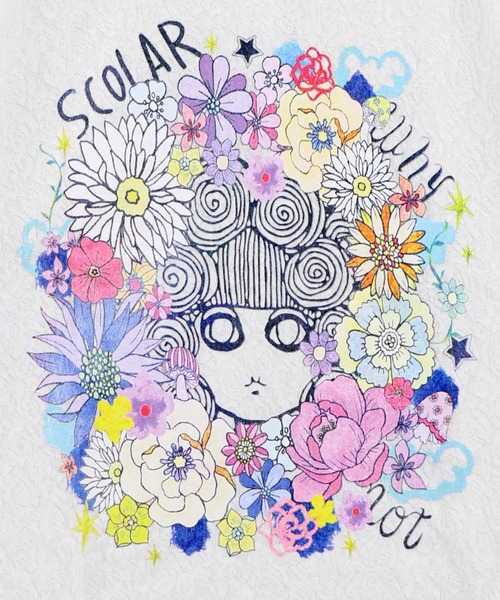 ScoLar(スカラー)の「ScoLar スカラーちゃん ローズJQ TEE(Tシャツ/カットソー・レディース・ホワイト/チャコールグレー・FREE)」の4枚目の写真